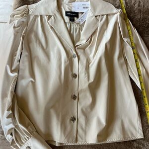 NEW FIFTEEN TWENTY maia faux leather top in ivory